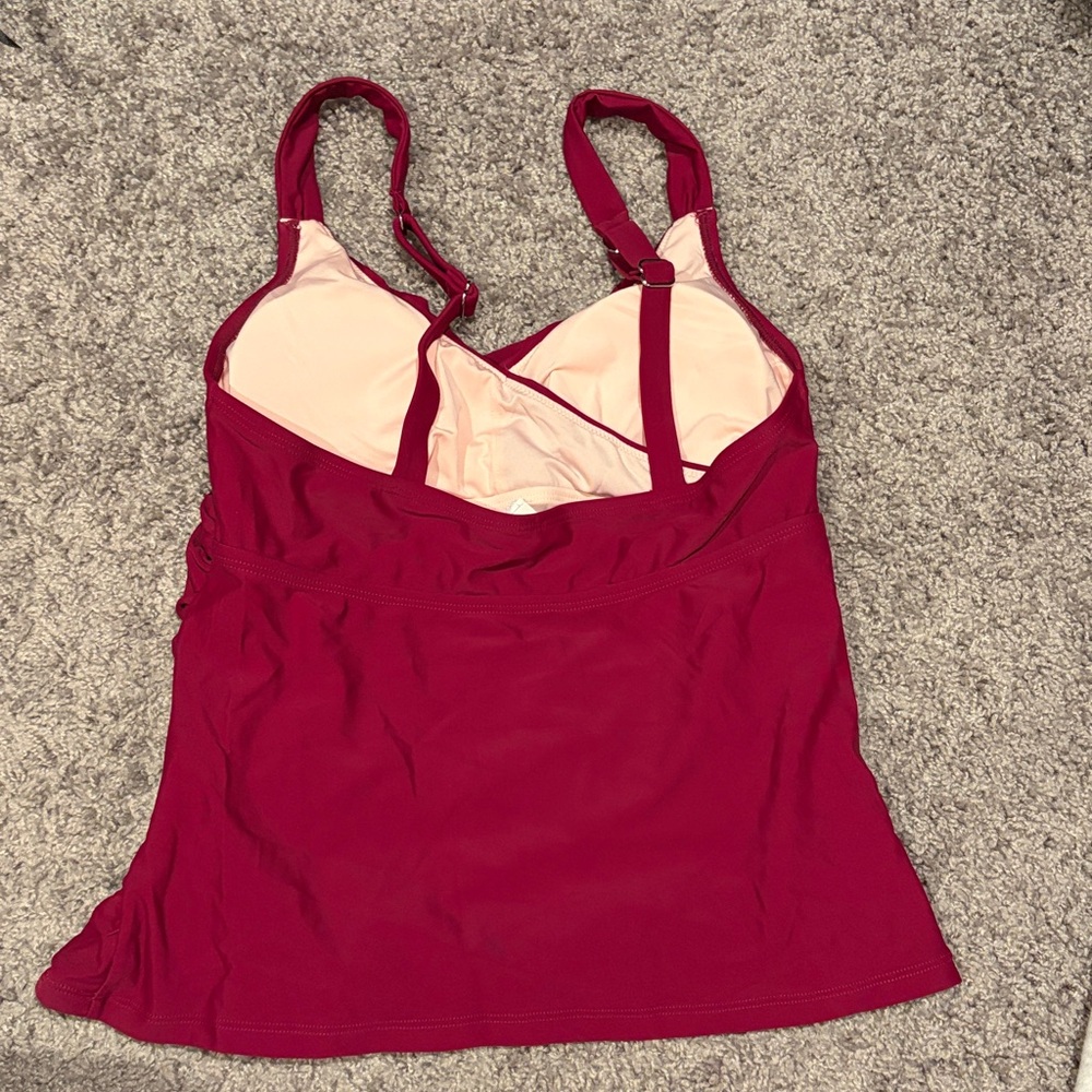 Cupshe Wine Red Twist Front Tankini Top - Picture 5 of 5